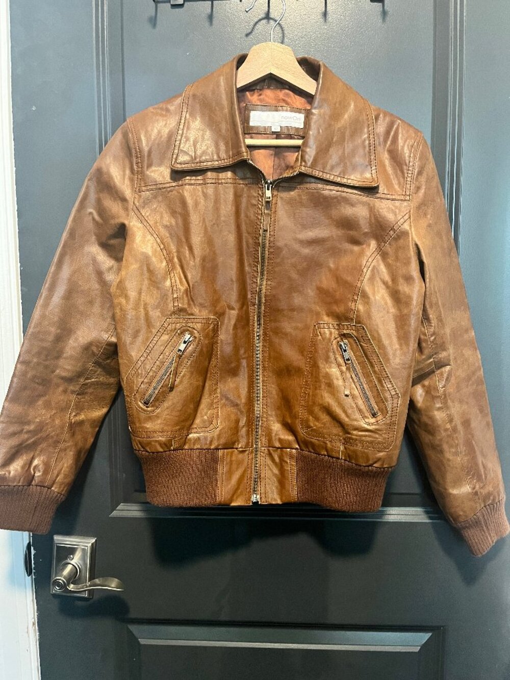 Genuine Leather Caramel Bomber Jacket